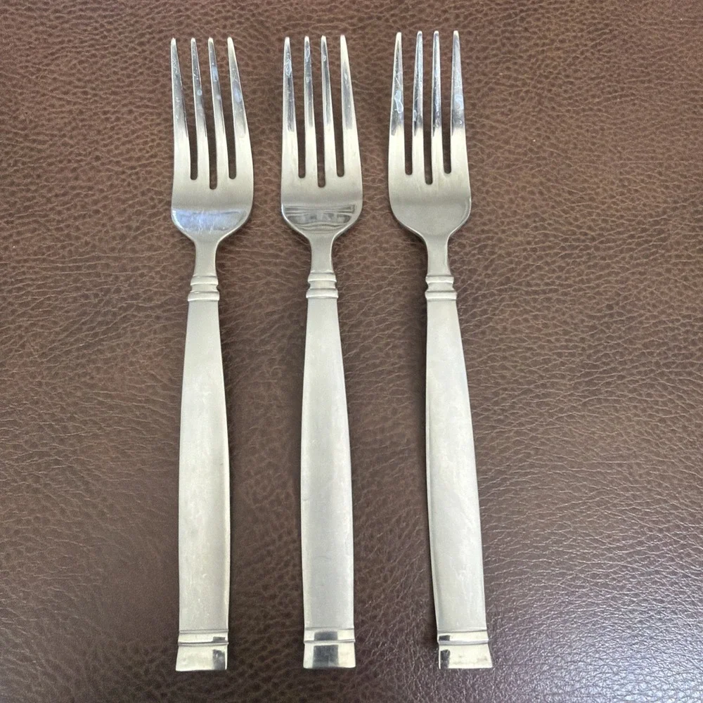 Cambridge 3pc Stainless Steel Silver Flatware Forks Glossy/Matte banded Handle